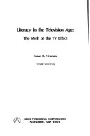 Cover of Literacy in the Television Age