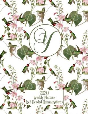 Book cover for 2020 Weekly Planner - Red Headed Hummingbirds - Personalized Letter Y - 14 Month Large Print