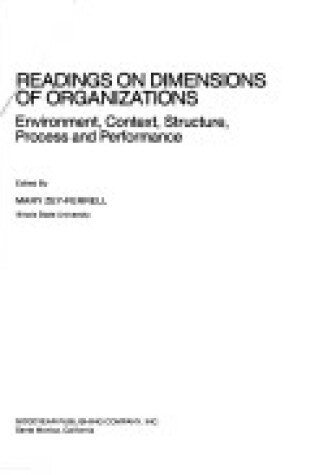 Cover of Readings in Dimensions of Organizations