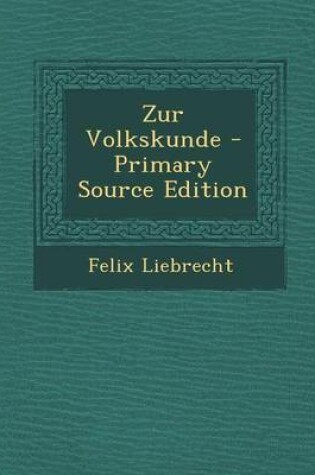 Cover of Zur Volkskunde