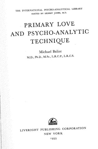 Cover of Primary Love and Psycho-Analytic Technique