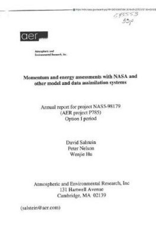 Cover of Momentum and Energy Assessments with NASA and Other Model and Data Assimilation Systems