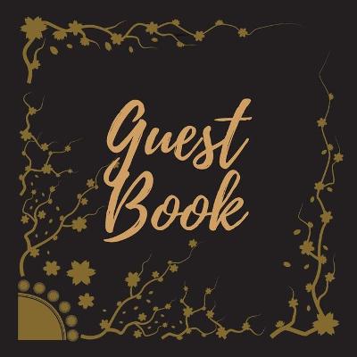 Cover of Guest Book - Gold Frame #15 For any occasion Light Green Color Pages 8.5 x 8.5 Inches 82 pages