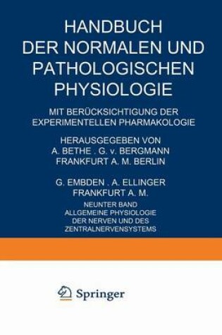 Cover of Allgemeine Physiologie der Nerven und des Zentralnervensystems