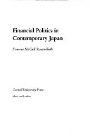 Cover of Financial Politics in Contemporary Japan