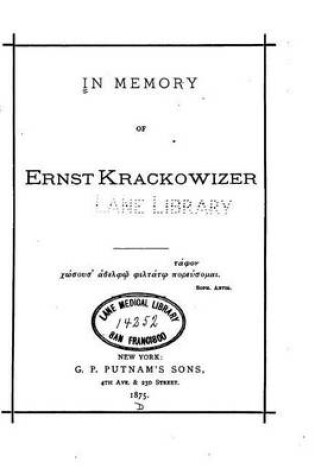 Cover of In Memory of Ernst Krackowizer