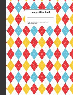 Book cover for Composition Book College-Ruled Harlequin Tile Pattern Primary Colors