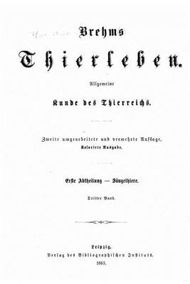 Book cover for Brehms thierleben, allgemeine kunde des thierreichs