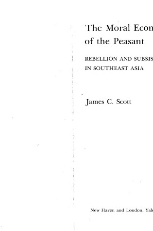 Cover of Moral Economy of the Peasant