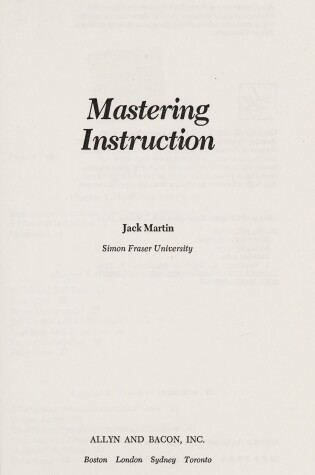 Cover of Mastering Instruction