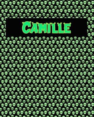 Book cover for 120 Page Handwriting Practice Book with Green Alien Cover Camille