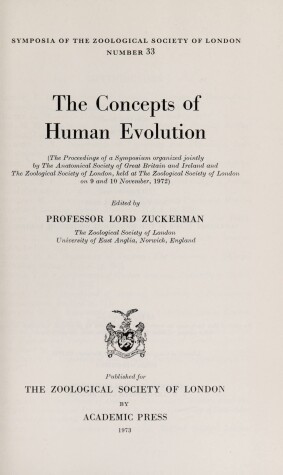 Book cover for Concepts of Human Evolution