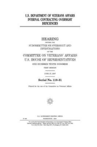 Cover of U.S. Department of Veterans Affairs internal contracting oversight deficiencies