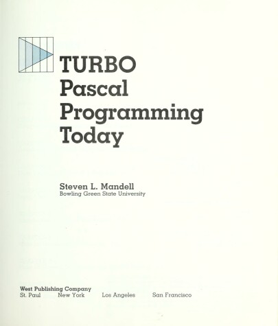 Book cover for Turbo PASCAL Programming Today