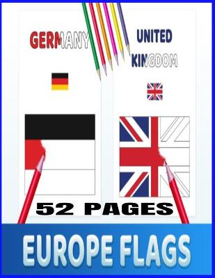 Book cover for Europe flags coloring pages for adults and kids