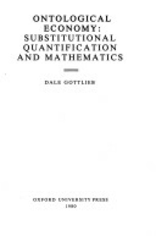 Cover of Ontological Economy