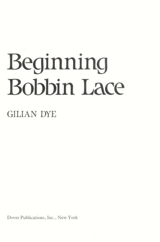 Cover of Beginning Bobbin Lace