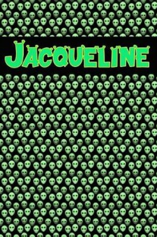 Cover of 120 Page Handwriting Practice Book with Green Alien Cover Jacqueline