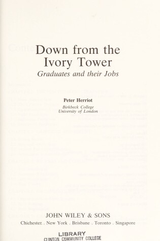 Cover of Down from the Ivory Tower