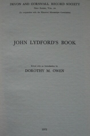 Cover of John Lydford's Book