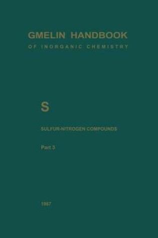 Cover of S Sulfur-Nitrogen Compounds