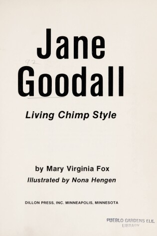 Cover of Jane Goodall, Living Chimp Style