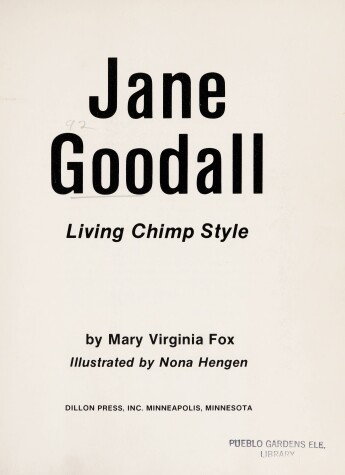 Cover of Jane Goodall, Living Chimp Style