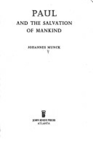 Cover of Paul and the Salvation of Mankind