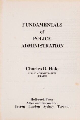 Cover of Fundamentals of Police Administration