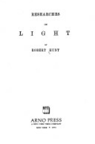 Cover of Researches on Light