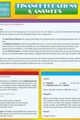 Cover of Finance Equations & Answers (Speedy Study Guides