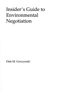 Cover of Insider's Guide to Environmental Negotiation