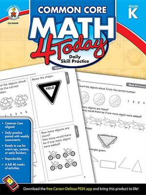 Book cover for Common Core Math 4 Today, Grade K