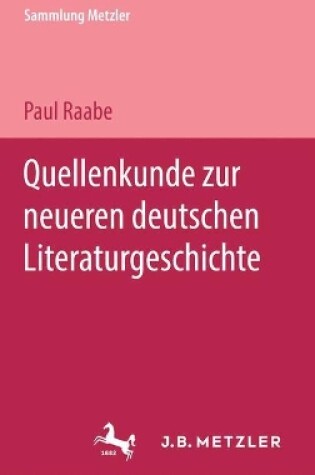 Cover of Quellenkunde zur neueren deutschen Literaturgeschichte