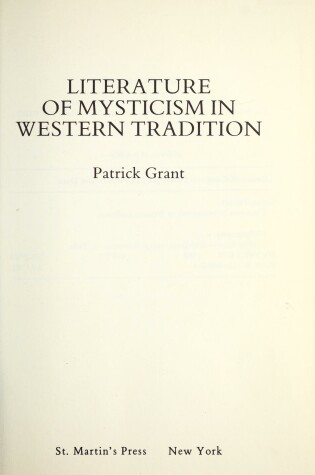 Cover of Literature of Mysticism in Western Tradition