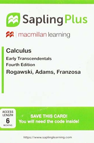 Cover of Saplingplus for Calculus Early Transcendentals (Single Term Access)