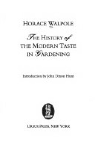 Cover of The History of the Modern Taste in Gardening