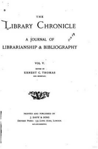 Cover of The Library Chronicle - Vol. V