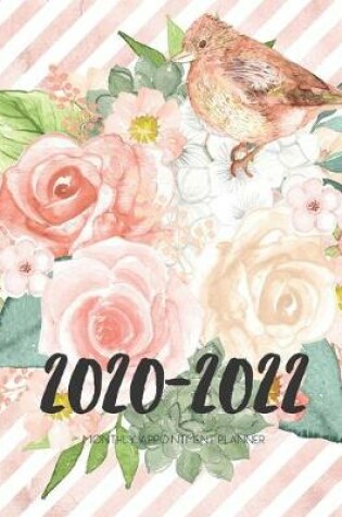 Cover of 2020-2022 Three 3 Year Planner Bird Rest On Flower Monthly Calendar Gratitude Agenda Schedule Organizer