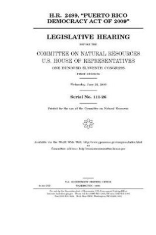 Cover of H.R. 2499, "Puerto Rico Democracy Act of 2009"