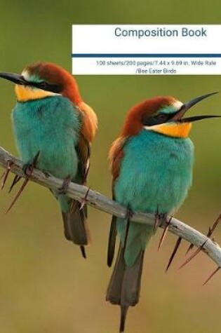 Cover of Composition Book 100 Sheets/200 Pages/7.44 X 9.69 In. Wide Ruled/ Bee Eater Birds