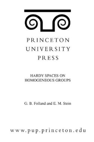 Cover of Hardy Spaces on Homogeneous Groups. (MN-28), Volume 28