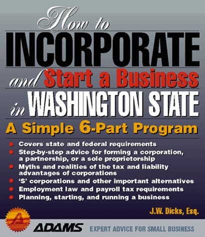 Book cover for How to Incorporate and Start a Business in Washington State