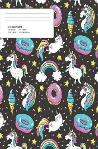 Cover of Unicorn Multi Pattern Composition College Ruled Book (7.44 x 9.69) 200 pages V2