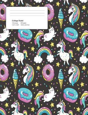 Book cover for Unicorn Multi Pattern Composition College Ruled Book (7.44 x 9.69) 200 pages V2
