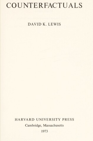 Cover of Lewis: Counterfactuals