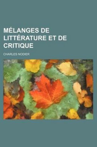 Cover of Melanges de Litterature Et de Critique (1)