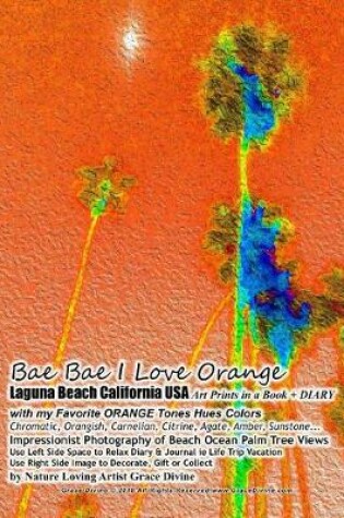 Cover of Bae Bae I Love Orange Laguna Beach California USA Art Prints in a Book + DIARY with my Favorite ORANGE Tones Hues Colors Chromatic, Orangish, Carnelian, Citrine, Agate, Amber, Sunstone... Impressionist Photography of Beach Ocean Palm Tree Views