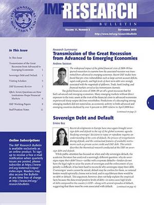 Book cover for IMF Research Bulletin, September 2010