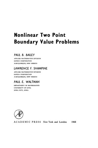 Cover of Nonlinear Two Point Boundary Value Problems